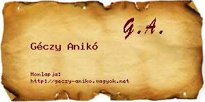 Géczy Anikó névjegykártya